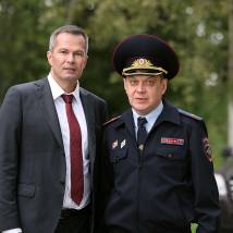 Михаил Горевой, Николай Сердцев на съемках сериала "Свидетели"