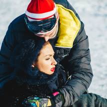 Юлия Такшина на съемках фильма "Трое в лифте, не считая собаки"