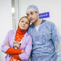 Елена Великанова, Роман Полянский на съемках фильма "Жених для дурочки"