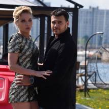 Ксения Теплова, Эмин Агаларов на съемках фильма "Ночная смена"