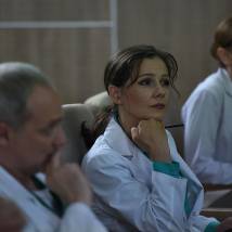 Полина Агуреева на съемках сериала "Ланцет"