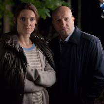 Елизавета Боярская, Виталий Коваленко на съемках сериала "Ворона"