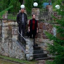Анатолий Белый, Елизавета Боярская на съемках сериала "Ворона"