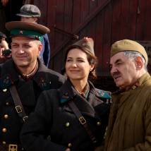 Екатерина Климова, Александр Панкратов-Черный, Евгений Воловенко на съемках сериала "По законам военного времени 2"