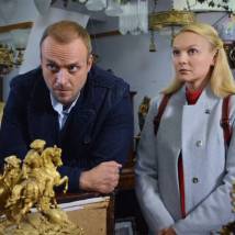Елена Великанова, Максим Щеголев на съемках фильма "Алмазы Цирцеи"