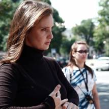 Юлия Жигалина на съемках фильма "Беги, не оглядывайся!"
