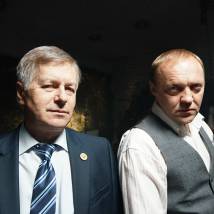 Игорь Ливанов, Виталий Кищенко на съемках сериала "Посольство"
