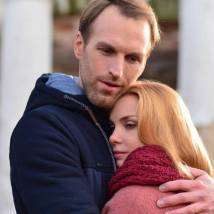 Ольга Арнтгольц, Константин Самоуков на съемках фильма "Первый раз прощается"