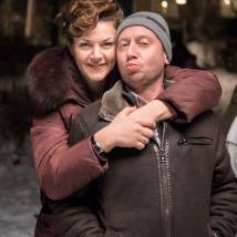 Михаил Трухин, Анна Уколова на съемках сериала "Ивановы-Ивановы. Второй сезон"