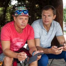Игорь Гудеев, Алексей Фатеев на съемках фильма "Курортный роман 2"