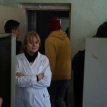 Анна Михалкова на съемках фильма "Эпидемия"