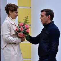 Олег Чернов, Наталья Высочанская на съемках сериала "Инспектор Купер. Невидимый враг"
