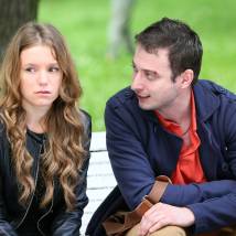 Полина Филоненко, Арсений Мыцик на съемках сериала "Лабиринты"