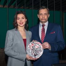 Александр Домогаров, Александра Урсуляк на съемках сериала "Хорошая жена"