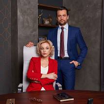 Марина Зудина, Дмитрий Миллер на съемках сериала "Хорошая жена"
