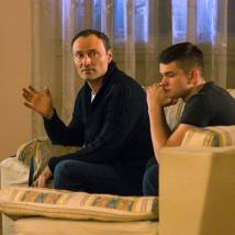 Дмитрий Ульянов, Иван Суханов на съемках фильма "Каинова печать"