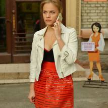Виктория Клинкова на съемках сериала "Обман"