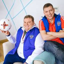Сергей Лавыгин, Дмитрий Колчин на съемках сериала "Большая игра"