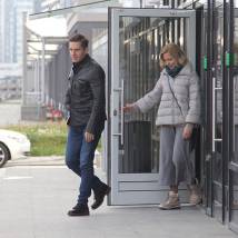 Наталья Рычкова, Александр Ратников на съемках фильма "Три в одном 2"