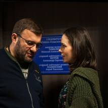 Михаил Пореченков, Екатерина Олькина на съемках сериала "Гадалка"