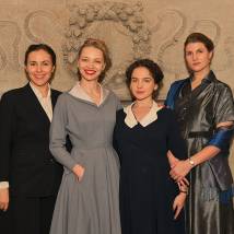 Елена Панова, Екатерина Вилкова, Марьяна Спивак, Яна Дюбуи на съемках сериала "Шифр"