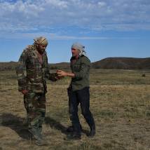 Павел Трубинер, Бесо Гатаев на съемках фильма "Пустыня"