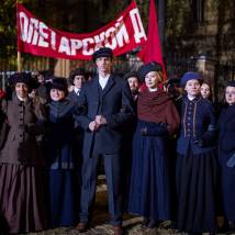 Вильма Кутавичюте, Александр Муравицкий на съемках сериала "Воскресенский" (© фото: предоставлено Первым каналом)