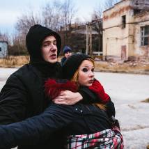 Валерия Дмитриева, Артем Сучков на съемках фильма "Чернобыль: Зона отчуждения. Финал"