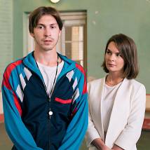 Дарья Урсуляк, Дмитрий Караневский на съемках сериала "Дылды"