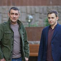 Константин Юшкевич, Илья Шляга на съемках сериала "Балабол. Четвертый сезон"