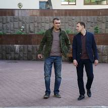 Константин Юшкевич, Илья Шляга на съемках сериала "Балабол. Четвертый сезон"
