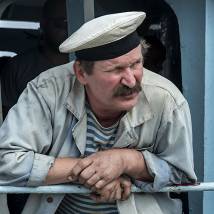 Федор Добронравов на съемках альманаха "Одесский пароход"