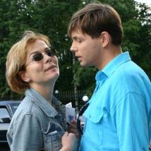 Екатерина Семенова и Михаил Дорожкин на съемках фильма "Игра на выбывание"