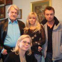 Леонид Кулагин, Ирина Лукина, Борис Тенин на съемках сериала "Кулагин и партнеры"