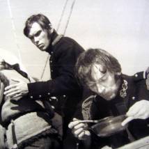 Станислав Лесной и Александр Трофимов на съемках фильма "Странник"