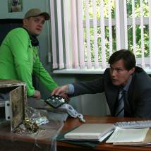 Сергей Фролов и Игорь Гордин на съемках фильма "Пуля-дура. Возвращение агента"