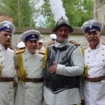 Богдан Ступка, Георгий Штиль, Владимир Гостюхин на съемках фильма "Юнкера"