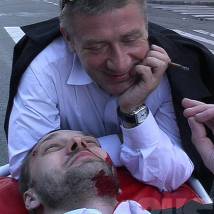 Андрей Краско и Павел Трубинер на съемках фильма "Частный заказ" (© фото: Сергей Ткачев)