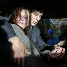 Елена Ксенофонтова и Дмитрий Дюжев на съемках фильма "Карамболь"