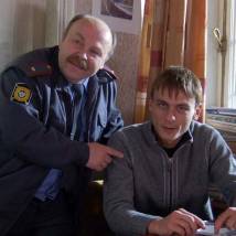 Евгений Филатов и Александр Лымарев на съемках сериала "Свой-чужой"