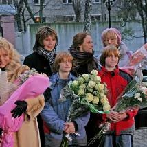 Леонид Громов, Ольга Хохлова, Татьяна Васильева, Агриппина Стеклова и Анна Якунина на съемках фильма "Личная жизнь доктора Селивановой"