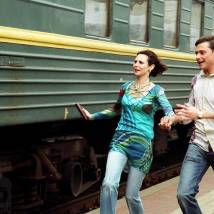 Ольга Погодина и Илья Носков на съемках фильма "Путейцы"