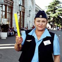 Нина Русланова на съемках фильма "Путейцы"