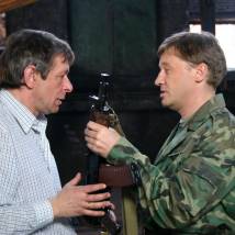 Юрий Нифонтов и Олег Фомин на съемках фильма "Ужас, который всегда с тобой"