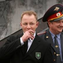 Дмитрий Шевченко и Олег Комаров на съемках фильма "Короли игры"