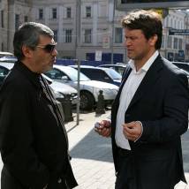 Александр Атанесян и Олег Тактаров на съемках фильма "Монтана"