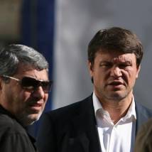 Александр Атанесян и Олег Тактаров на съемках фильма "Монтана"