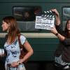 Юлия Пожидаева на съемках сериала "Обручальное кольцо"