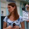 Юлия Пожидаева на съемках сериала "Обручальное кольцо"