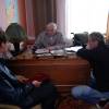 Дмитрий Дюжев, Олег Басилашвили и Антон Сиверс на съемках фильма "Вербное воскресенье"